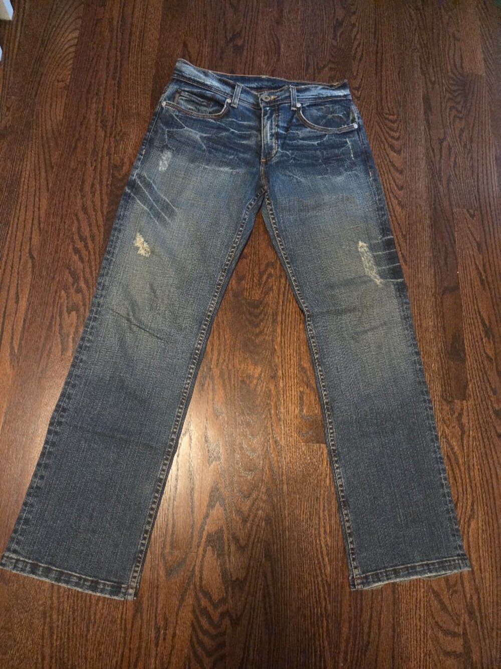 Men's Armani Exchange Straight Leg Distressed Blue Jeans 31/32